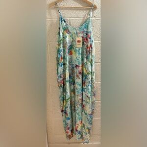 NWT ENTRO S boho flowy maxi tank dress with adjustable straps and V neck